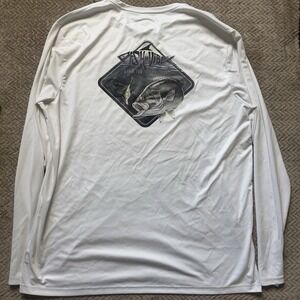 Fish N Vibe Long Sleeve Performance Tee, UPF30,Moisture Wicking,Size XL,Blue,
